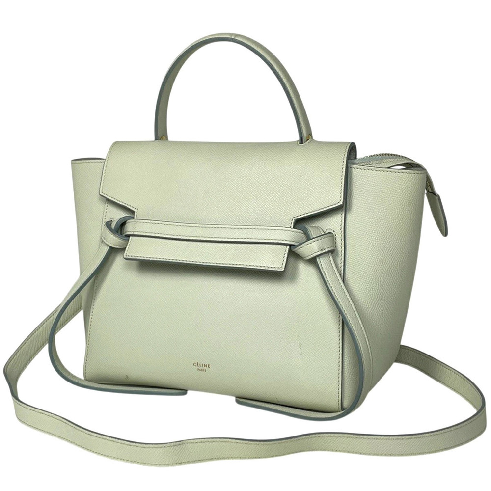 Celine Belt Leather Crossbody Bag Handbag Leather Green